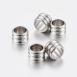 変色しにくい201ステンレススチールビーズ  コラム  ステンレス鋼色  6x6mm  穴：4mm&nbsp;STAS-K172-26P-02