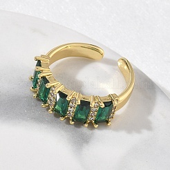 Brass Micro Pave Cubic Zirconia Cuff Open Rings for Women&nbsp;RJEW-L343-16G-03