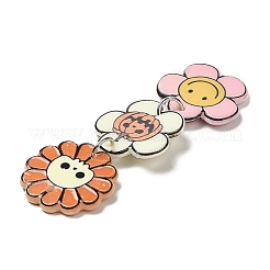 ハロウィンテーマのアクリルパーツ  鉄のリング付き  花  花  62x21x2.5mm  穴：1.6mm&nbsp;MACR-C022-01A