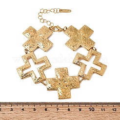 304 Stainless Steel Textured Religion Cross Link Chain Bracelets&nbsp;SA-CBA3E4B-02G