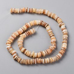 天然淡水シェルビーズ連売り  ヒシビーズ  フラットラウンド/ディスク  ミックスカラー  5~7x1.5~2.5mm  穴：1.2mm  約200個/連  15.75''（40センチメートル）&nbsp;SHEL-C001-06