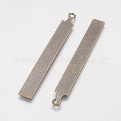 メタルタグ  真鍮タグブランクタグペンダント  長方形  アンティークブロンズ  67x7x0.5mm  穴：2mm&nbsp;LS-X-KK-N0001-06AB