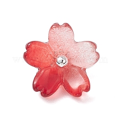 9色のツートンガラスチャーム9個  花  銀真鍮ループ付き  ミックスカラー  7.5x10.5x11mm  穴：2mm&nbsp;PALLOY-JF04513
