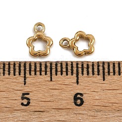 304ステンレススチールチャーム  イオンプレーティング（ip）  花のチャーム  18KGP本金メッキ  7x5x1.5mm  穴：1mm&nbsp;STAS-Z152-09G