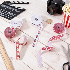 4ロール 4種類のプリントポリエステルリボン  ポップコーン  ギフト装飾用  ミックスカラー  5/8インチ（16mm）  約5.00ヤード（4.57m）/ロール  1ロール/スタイル&nbsp;OCOR-ME0001-93