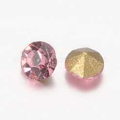 ポイントガラスラインストーン  多面カットダイヤモンド  バックメッキ  ライトローズ  2x2mm  約1440個/袋&nbsp;LS-CR2mm34Y