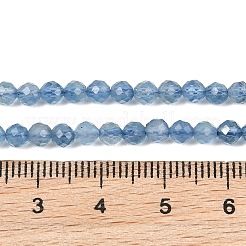 ナチュラル デビル ブルー アクアマリン ビーズ 連売り  多面カット  ラウンド  3.5mm  穴：0.6mm  約104個/連  15.20''（38.6センチメートル）&nbsp;GG-CBAF158-D01-09