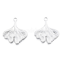 変色しない201ステンレススチールペンダント  イチョウ葉  ステンレス鋼色  27x23x2mm  穴：3mm&nbsp;STAS-N098-250P