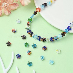 Flower Handmade Millefiori Glass Beads Strands&nbsp;LK-YW0001-08