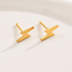 201ステンレススチール製稲妻スタッドピアス  18KGP本金メッキ  10x4mm&nbsp;NS8933