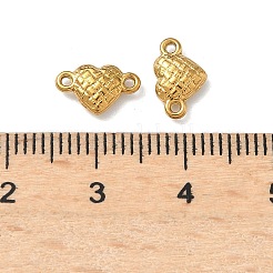 304ステンレススチール製タータンハートリンクコネクターチャーム  イオンプレーティング（ip）  18KGP本金メッキ  6.5x9.5x2.5mm  穴：1mm&nbsp;STAS-D211-14B-G