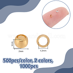 1000Pcs 2 Colors Brass Crimp Beads&nbsp;KK-UN0005-74