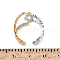 女性用304ステンレススチールオープンカフリング  不規則な曲線  ゴールデン·ステンレス鋼色  21.5mm  usサイズ7 1/2(17.7mm)&nbsp;RJEW-K296-03B-GP