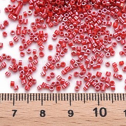 ガラスシリンダービーズ  シードビーズ  不透明色の光沢  丸い穴  レッド  1.5~2x1~2mm  穴：0.8mm  約8000個/袋  約1ポンド/バッグ&nbsp;SEED-S047-L-004