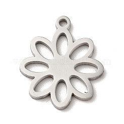 変色しない304ステンレススチールペンダント  テクスチャ  花  ステンレス鋼色  13.5x12x1mm  穴：1mm&nbsp;STAS-J040-13B-P