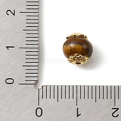 天然石タイガーアイビーズ  真鍮パーツ  18KGP本金メッキ  ロンデル  8.5x8mm  穴：0.9mm&nbsp;KK-D262-01G-01