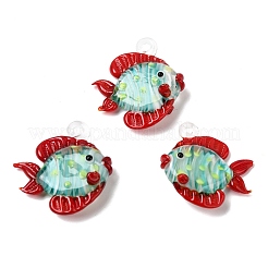 手作りランプワークペンダント  熱帯魚チャーム  ミックスカラー  33~38x32~38x10~12mm  穴：2~4mm&nbsp;LAMP-B035-01A