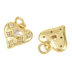 Brass Micro Pave Clear Cubic Zirconia Charms&nbsp;KK-D218-21G-01