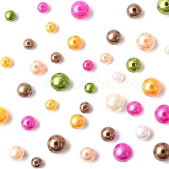 750個 18色スプレー塗装ABSプラスチック模造パールビーズ  ラウンド  ミックスカラー  6~10x5.5~9.5mm  穴：1.8~2.3mm&nbsp;OACR-FS0002-37