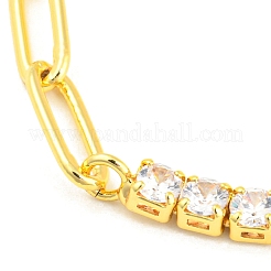 Clear Cubic Zirconia & Paperclip Chain Necklace for Girl Women Gift&nbsp;NJEW-A005-08G