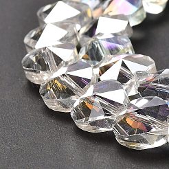電気メッキガラスビーズセット  ハート  多面カット  透明  10x10x6mm  穴：1.2mm  約78~80個/連  28.82~28.94''（73.2~73.5センチメートル）&nbsp;EGLA-B004-01A-AB06