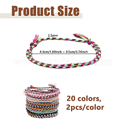 40Pcs 20 Colors Adjustable Cotton Cord Bracelets Braided for Men Women&nbsp;BJEW-DC0001-26