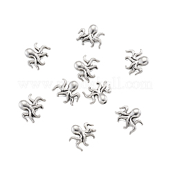 チベット風合金ビーズ  タコ  アンティークシルバー  13.5x16x4.5mm  穴：1mm&nbsp;PALLOY-TAC0009-18AS