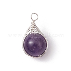 6Pcs 6 Styles Natural Mixed Gemstone Copper Wire Wrapped Pendants&nbsp;PALLOY-JF02540