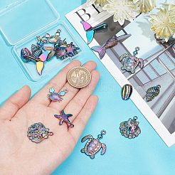 20個10スタイルアロイペンダント  亀と甲羅とカニ  虹色  17~34x12.5~32x2.5~8mm  穴：1.5~5mm  2個/スタイル&nbsp;FIND-CA0005-81