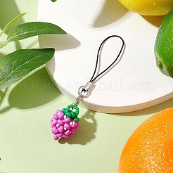ガラスシードビーズ携帯ストラップ3個  苺  蘭  9.2cm  3個/セット&nbsp;HJEW-MZ00101-03