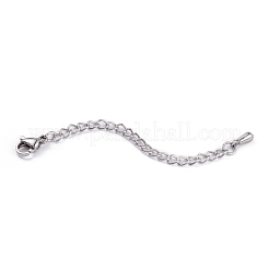 変色防止304ステンレススチールチェーンエクステンダー  カニカンとボールチープ付き  ステンレス鋼色  68.5mm  リンク：4x2.8x0.5mm  クラスプ：9.3x6x3mm&nbsp;STAS-G221-27P