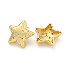 Rack Plating Brass Micro Pave Clear Cubic Zirconia Stud Earring&nbsp;EJEW-C102-07G-01