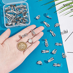 304ステンレススチール製クリップオンイヤリング金具  フラットラウンド  ステンレス鋼色  トレイ：9.8mm  16x10x7mm  50個/箱&nbsp;STAS-UN0018-16P