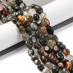 天然アフリカブラッドストーンビーズ連売り  ナゲット  タンブルストーン  7~12x6~8x5~7mm  穴：1mm  約43~44個/連  15.47~15.63''（39.3~39.7センチメートル）&nbsp;G-G146-A22-01