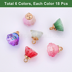 108Pcs 6 Styles Imitation Jade & Transparent Spray Painted Glass Charms&nbsp;GLAA-CA0001-39