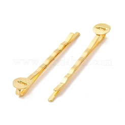 黄金の鉄のヘアボビーピンパーツ  サイズ：幅さ約2mm  長さ52mm  厚さ2mm  トレイ：直径8mm  厚さ0.5mm&nbsp;X-PHAR-Q017-G1
