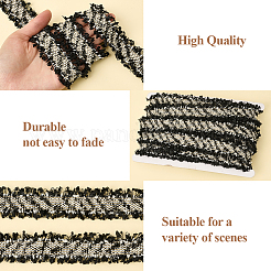 ポリエステルレーストリム  刺繍アップリケ  DIYコスチューム縫製クラフト用  ブラック  1-1/8インチ（30mm）&nbsp;OCOR-WH20003-25A