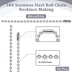 24Pcs 304 Stainless Steel Ball Chain Necklace Making&nbsp;NJEW-BBC0001-10A