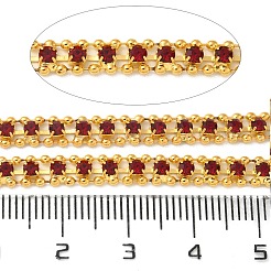 真鍮製カップチェーン  カドミウムフリー＆鉛フリー  ガラスと  ゴールドカラー  ハンダ付け  スプールで  暗赤色  3x5x2mm&nbsp;KK-Z087-02G-05