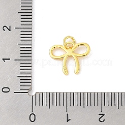 丸カン付きスターリングシルバーの蝶結びチャーム925個とスタンプ925個  ゴールドカラー  12x10x1.5mm  穴：2mm&nbsp;STER-P059-02A-G