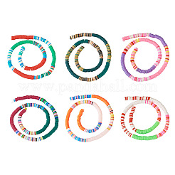 6 Strands 6 Colors Handmade Polymer Clay Bead Strands&nbsp;CLAY-TA0001-39
