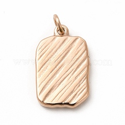 PVD真空メッキ304ステンレスペンダント  丸カン付き  長方形  ローズゴールド  23x14.5x3mm  穴：4mm&nbsp;STAS-A076-16RG