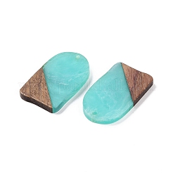 レジン＆ウッドパーツ  アーチチャーム  アクアマリン  38x22.5x3.5mm  穴：2mm&nbsp;WOOD-F015-13H