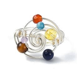 Copper Wire Wrapped Vortex Finger Ring&nbsp;RJEW-TA00101-02