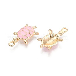 合金エナメルチャーム  タートルチャーム  ゴールドカラー  パールピンク  24x13x4mm  穴：1.8mm&nbsp;PALLOY-T092-26G-03