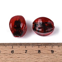 手作り銀箔ガラスベネチアンビーズ  ナゲット  クリムゾン  15~17.5x15.5~18x15.5~18mm  穴：2~3.5mm&nbsp;FOIL-N034-01G