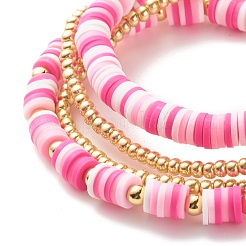 Handmade Polymer Clay Heishi Beads Stretch Bracelets Set&nbsp;BJEW-JB07406-03