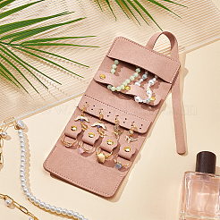 長方形のPUレザーとマイクロファイバーのジュエリーロール  リング、ネックレス、イヤリング、ブレスレット  黄金トーン合金パーツ  砂茶色  47cm  長方形：23.3x9.9x0.75センチメートル&nbsp;ABAG-WH0072-013