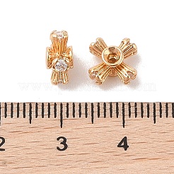 Brass Micro Pave Clear Cubic Zirconia Beads&nbsp;KK-B100-052G