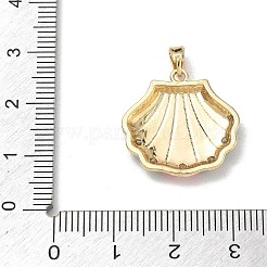 オーシャンブラスエナメルペンダント  ラインストーン付き  ゴールドカラー  貝殻の形のチャーム  20x20x2.5mm  穴：4.5x2.5mm&nbsp;RB-CBA2CEF-03G-02
